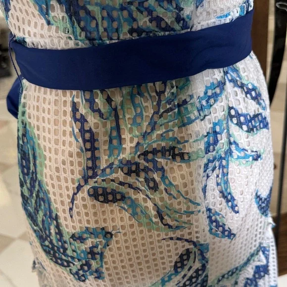 Lilly Pulitzer Blue and White Off-Shoulder Dress - Picture 6 of 6
